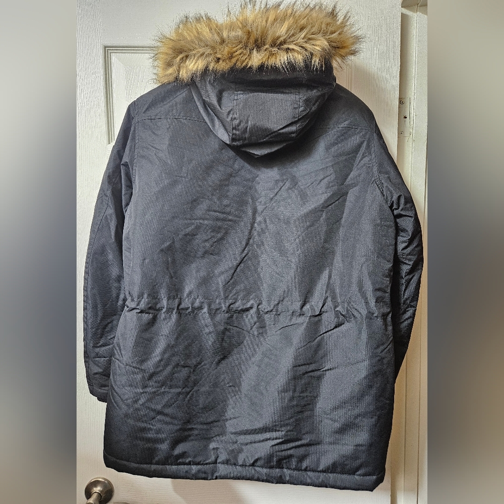 Hawke & Co. Men's Black Logan Faux-Fur-Trim Hooded Parka Coat Jacket - Picture 3 of 6